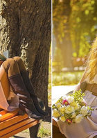 Молодая модель украшает сиськами разные фоны 6 фото
