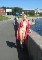 Эксгибиционистка Лена гуляет на Невской набережной 1 фото