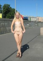 Эксгибиционистка Лена гуляет на Невской набережной 8 фотография