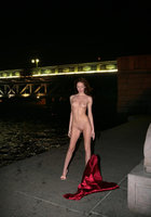 Лиза скинула атлас с голого тела на ночной набережной в Питере 13 фото