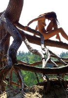 Сексуальная Ева залезла на корни дерева 16 фото