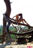 Сексуальная Ева залезла на корни дерева 15 фото
