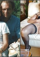Пятидесятилетняя блонда дома раздвигает ножки в чулках 10 фотография