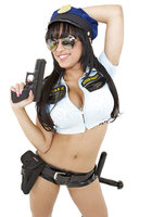 Сиськастая латинка в сексуальной униформе полицейской 5 фото